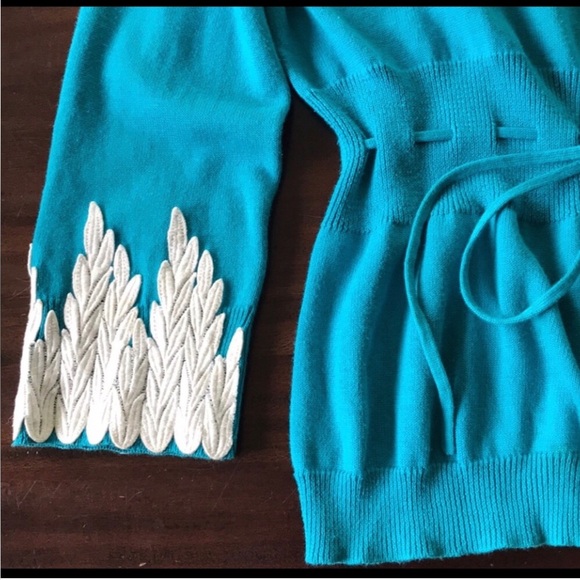 Anthropologie Blue Cardigan with White Accents - Picture 4 of 4